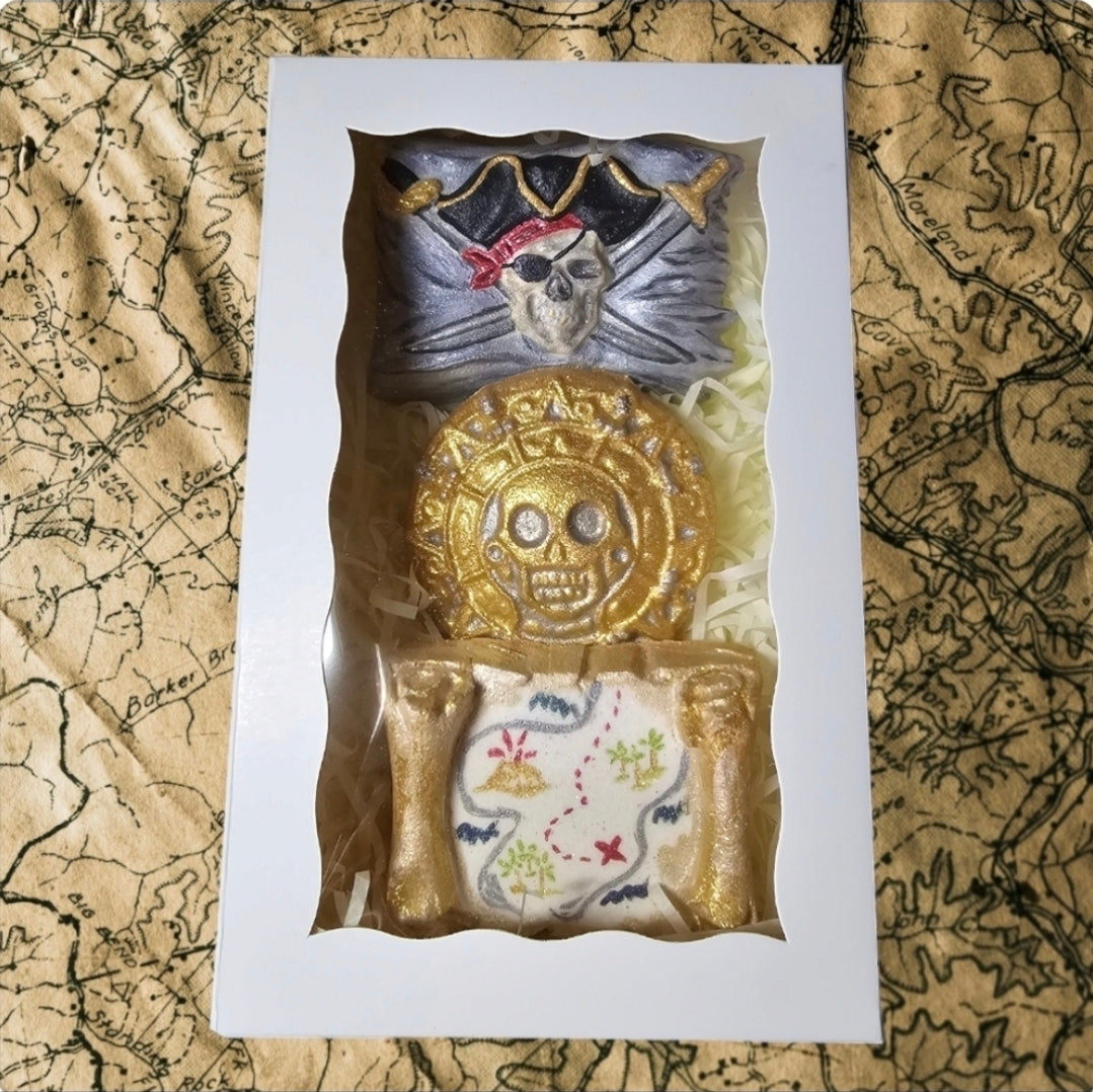 Pirate Bath Bomb Gift Set – Skull, Treasure Map & Gold Coin