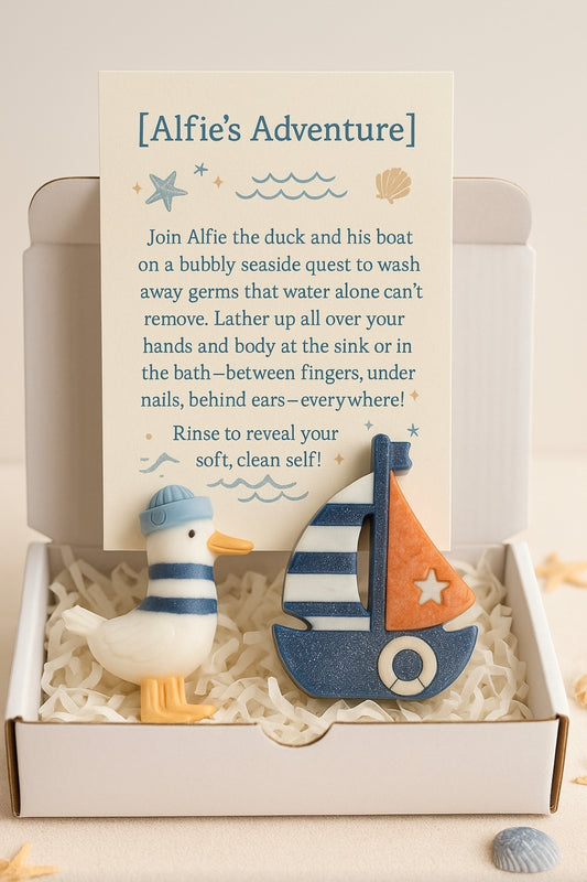 Duck & Boat Soap Gift Set • Nautical Soap Bars • Sailor Theme Kids Soap • Handmade Soap Gift Box