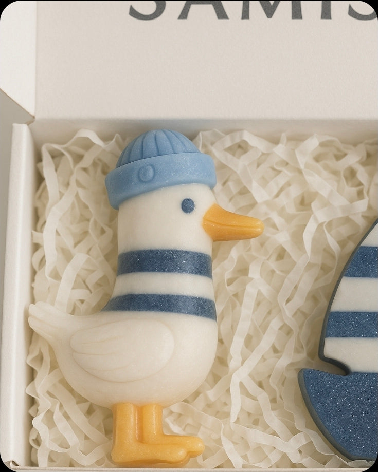 Duck & Boat Soap Gift Set • Nautical Soap Bars • Sailor Theme Kids Soap • Handmade Soap Gift Box