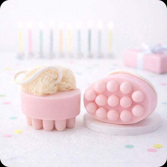 Pink Bubbly Shea Butter Soap on a Rope – Exfoliating Massage Bar with Natural Loofah (Copy)