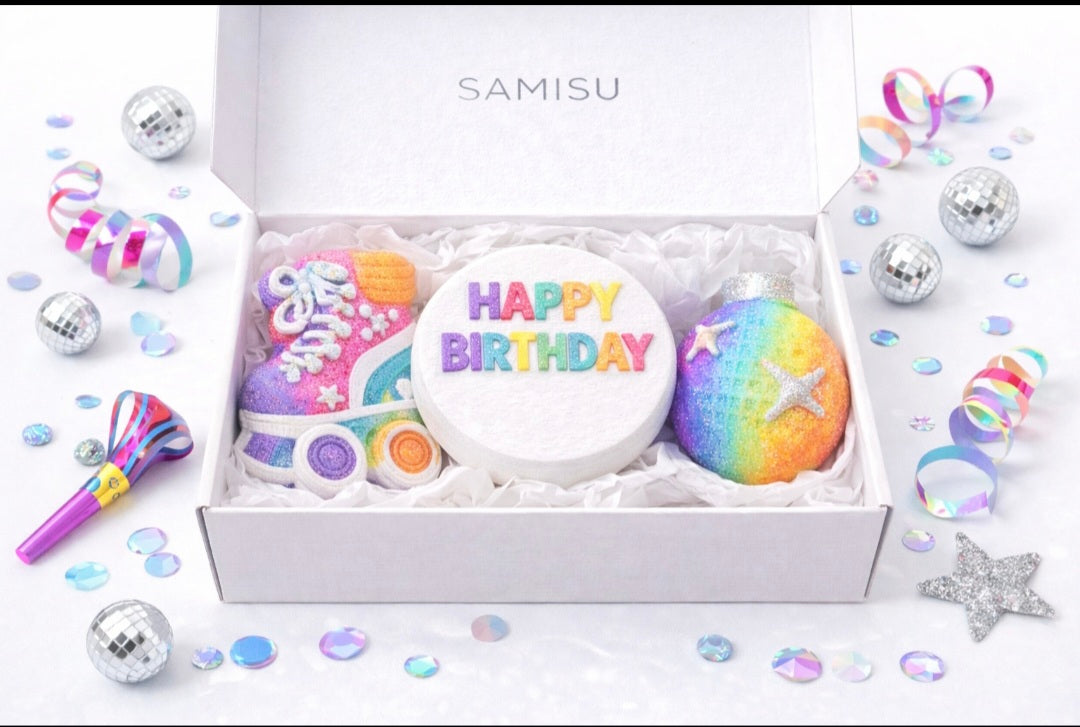 Kids Birthday Bath Bomb Gift Set | Roller Skate, Disco Ball & Birthday Disc