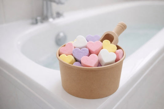 Raspberry Crush Mini Love Heart Bath Bombs Gift Pot – Buttermilk Bath Bombs with Scoop